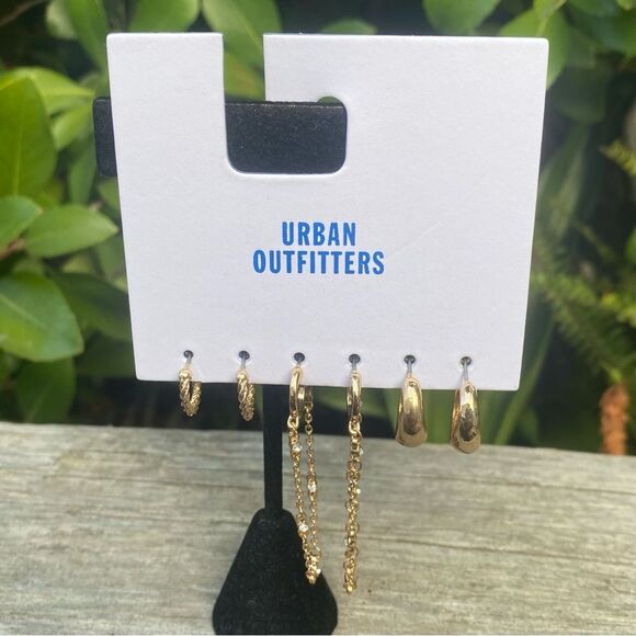 NWT New Urban Outfitters UO Gold Hoop Earring Set Three (3) Earrings - Picture 1 of 4